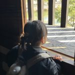 松江城から外を見る幼児